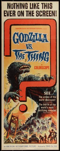 5g0073 GODZILLA VS. THE THING insert 1964 Toho sci-fi, monster art, how much terror can you stand!