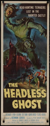 5g0080 HEADLESS GHOST insert 1959 head-hunting teens in the haunted castle, Reynold Brown, unfolded!