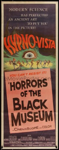 5g0081 HORRORS OF THE BLACK MUSEUM insert 1959 amazing new dimension in screen thrills, Hypno-Vista!