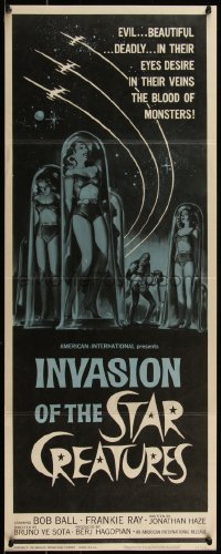 5g0084 INVASION OF THE STAR CREATURES insert 1962 evil, beautiful, monster blood in their veins!