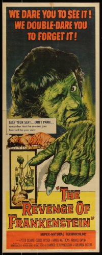 5g0124 REVENGE OF FRANKENSTEIN insert 1958 great art of Peter Cushing in the greatest horrorama!