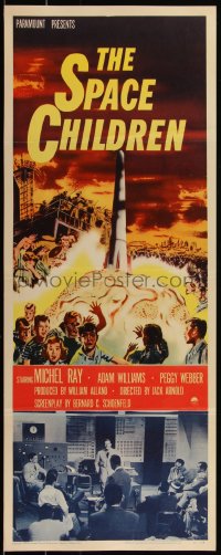 5g0131 SPACE CHILDREN insert 1958 Jack Arnold, great art of kids, rocket & giant alien brain!