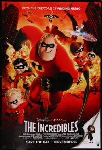 5g0829 INCREDIBLES advance DS 1sh 2004 Disney/Pixar sci-fi superhero family in action!