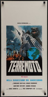 5g0171 LEGEND OF DINOSAURS & MONSTER BIRDS Italian locandina 1978 Crovato art of dinosaur in city!