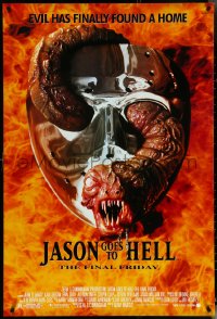 5g0852 JASON GOES TO HELL DS 1sh 1993 Friday the 13th, creepy worm w/teeth in mask image!