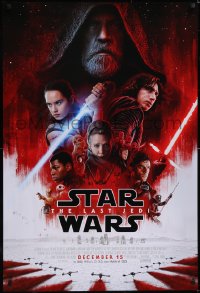 5g0864 LAST JEDI advance DS 1sh 2017 Star Wars, incredible sci-fi image of Hamill, Driver & Ridley!