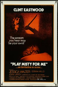 5g0937 PLAY MISTY FOR ME 1sh 1971 Clint Eastwood, crazy Jessica Walter, ultra rare unfolded example!