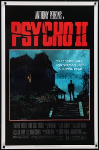 5g0943 PSYCHO II 1sh 1983 Anthony Perkins as Norman Bates, cool creepy image of classic house!