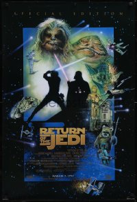 5g0957 RETURN OF THE JEDI style D advance 1sh R1997 George Lucas classic, art by Drew Struzan!