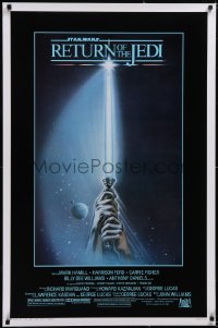 5g0951 RETURN OF THE JEDI 1sh 1983 Star Wars Episode VI, art of hands holding lightsaber by Reamer!