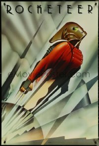 5g0967 ROCKETEER int'l teaser 1sh 1991 Disney, vintage deco-style Mattos art of him soaring into sky!