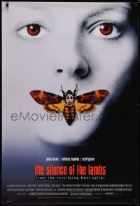 5g0985 SILENCE OF THE LAMBS int'l 1sh 1991 creepy image of Jodie Foster with moth over mouth!