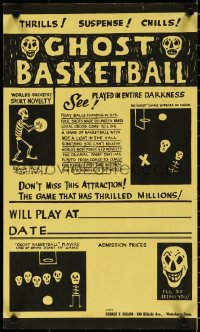 5g0645 GHOST BASKETBALL 13x22 special poster 1960s sports novelty played in entire darkness, rare!