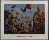 5g0502 RAY HARRYHAUSEN signed #452/2000 22x27 art print 1992 by Jim Dallmeier, Harryhausen's World!