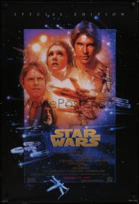 5g1022 STAR WARS style B advance 1sh R1997 A New Hope, cool sci-fi art montage by Drew Struzan!