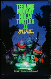 5g1041 TEENAGE MUTANT NINJA TURTLES II teaser 25x39 1sh 1991 Secret of the Ooze, borderless design!