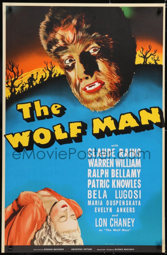 5g0574 WOLF MAN S2 poster 2000 art of Lon Chaney Jr