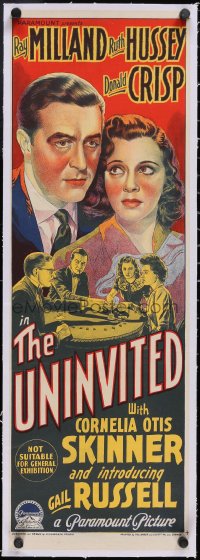 5h0384 UNINVITED linen Aust daybill 1944 Ray Milland, Ruth Hussey, Richardson Studio art, ultra rare!