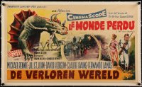 5h0669 LOST WORLD linen Belgian 1960 Michael Rennie battles dinosaurs in the Amazon Jungle!