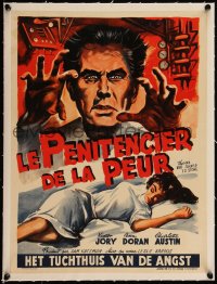 5h0674 MAN WHO TURNED TO STONE linen Belgian 1957 Victor Jory practices unholy medicine, different!