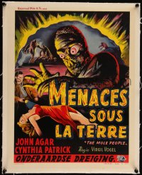 5h0677 MOLE PEOPLE linen Belgian 1956 from a lost age, horror crawls from the depths of the Earth!