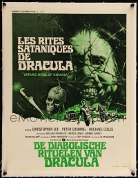 5h0707 SATANIC RITES OF DRACULA linen Belgian 1974 Christopher Lee as the vampire, different!