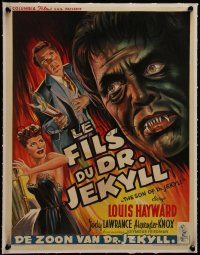 5h0711 SON OF DR. JEKYLL linen Belgian 1951 Louis Hayward, she married a monster, great artwork!