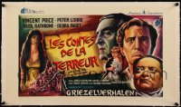 5h0719 TALES OF TERROR linen Belgian 1962 great art of Peter Lorre, Vincent Price & Basil Rathbone!