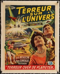 5h0725 THIS ISLAND EARTH linen Belgian 1955 sci-fi classic, best different art of Morrow & Domergue!