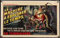 5h0726 TIME MACHINE linen Belgian 1960 H.G. Wells, George Pal, art of Taylor, Mimieux & Morlocks!