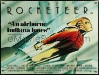 5h0337 ROCKETEER British quad 1991 Walt Disney, deco-style Mattos art of him soaring into sky!