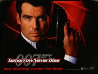 5h0346 TOMORROW NEVER DIES teaser DS British quad 1997 super close Pierce Brosnan as James Bond 007!