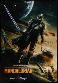 5h0225 MANDALORIAN TV DS bus stop 2023 great sci-fi art of the bounty hunter with the Darksaber!