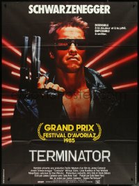 5h0140 TERMINATOR French 1p 1985 best c/u of most classic cyborg Arnold Schwarzenegger with gun!