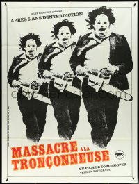 5h0141 TEXAS CHAINSAW MASSACRE French 1p R1980s Tobe Hooper classic, different Leatherface image!