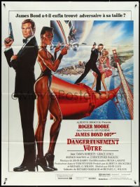 5h0142 VIEW TO A KILL French 1p 1985 Daniel Goozee art of Roger Moore as James Bond & Grace Jones!