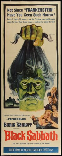 5h0002 BLACK SABBATH insert 1964 Boris Karloff, Mario Bava horror, best art of severed head!