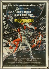 5h0170 MOONRAKER Italian 1p 1979 art of Roger Moore as James Bond & sexy space babes by Goozee!