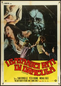 5h0175 SATANIC RITES OF DRACULA Italian 1p 1974 vampire Christopher Lee, different sexy image!