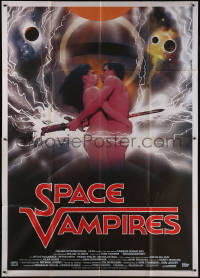 5h0189 LIFEFORCE Italian 2p 1985 Space Vampires, different image of naked couple, ultra rare!