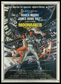 5h0190 MOONRAKER Italian 2p 1979 art of Roger Moore as James Bond & sexy ladies by Goozee!