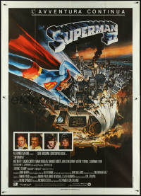 5h0192 SUPERMAN II Italian 2p 1981 Christopher Reeve, Terence Stamp, cool art by Daniel Goozee!