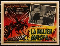 5h0559 WASP WOMAN linen Mexican LC 1962 great human-headed insect queen & male victim border art!