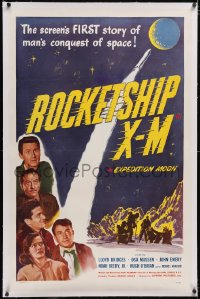 5h0509 ROCKETSHIP X-M linen 1sh 1950 Lloyd Bridges, screen's FIRST story of man's conquest of space!