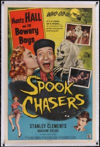 5h0514 SPOOK CHASERS linen 1sh 1957 Huntz Hall, Bowery Boys, sexy Darlene Fields, wacky horror images!