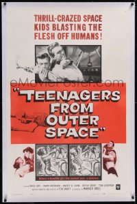 5h0515 TEENAGERS FROM OUTER SPACE linen 1sh 1959 thrill-crazed hoods on a horrendous ray-gun rampage!