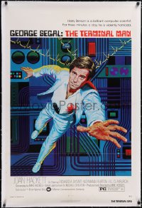 5h0516 TERMINAL MAN linen 1sh 1974 art of George Segal by Ken Barr, written by Michael Crichton!