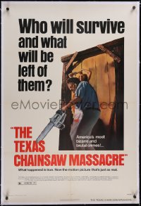 5h0517 TEXAS CHAINSAW MASSACRE linen 1sh 1974 Hooper cult classic slasher, Bryanston 1st release!