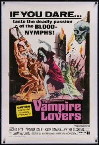 5h0519 VAMPIRE LOVERS linen int'l 1sh 1970 Hammer, taste the deadly passion of the blood-nymphs if you dare!