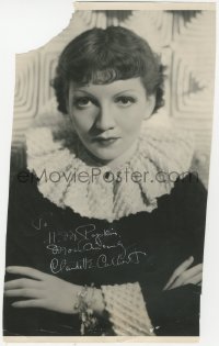 5j0062 CLAUDETTE COLBERT signed 8x13 still 1930s Paramount studio portrait by Eugene Robert Richee!